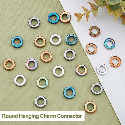 24Pcs 6 Colors PVD Vacuum Plating Non-magnetic Synthetic Hematite Linking Rings G-AR0004-76-1