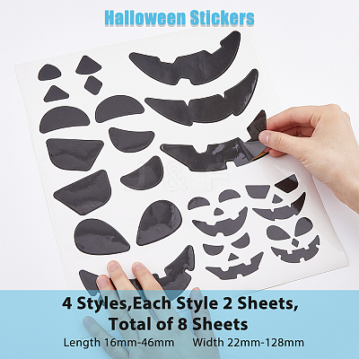 Halloween Pumpkin Face Decorative Stickers STIC-WH0005-01-1