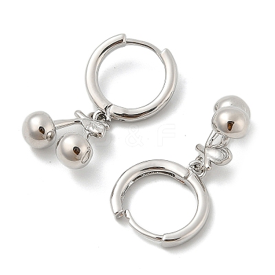 Brass Cherry Hoop Earrings EJEW-M077-19P-02-1