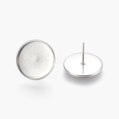 Tarnish Resistant Eco-Friendly 316 Surgical Stainless Steel Stud Earring Settings STAS-F181-01P-16mm-1