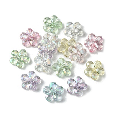 UV Plating Iridescent Transparent Acrylic Beads OACR-O006-07B-1