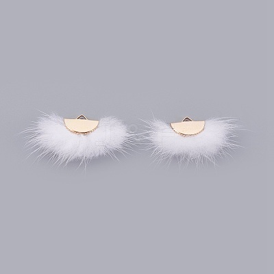Faux Mink Fur Semi Circle Pendants WOVE-F021-02G-09-1-1