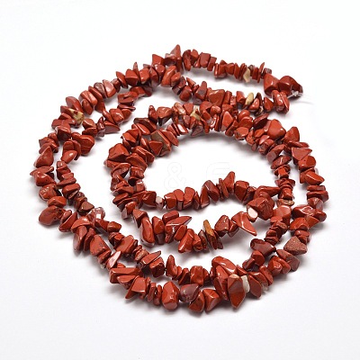 Natural Red Jasper Chip Bead Strands G-M205-27-1