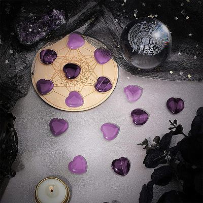 20Pcs Heart Dyed Natural Striped Agate Heart Palm Stone G-FH0001-20-1