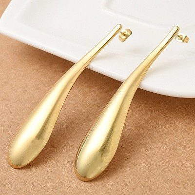 Ion Plating(IP) 304 Stainless Steel Teardrop Stud Earrings for Women EJEW-M089-07G-1