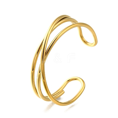 304 Stainless Steel Cuff Bangles for Women BJEW-M103-01A-G-1