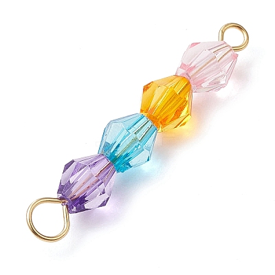 Rainbow Color Transparent Acrylic Bicone Beaded Connectors Charms PALLOY-JF02968-1