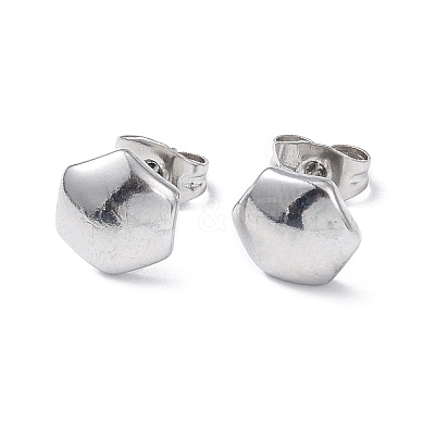 Non-Tarnish 304 Stainless Steel Hexagon Stud Earrings for Women EJEW-I285-04A-P-1