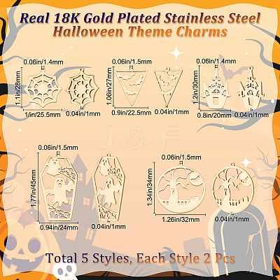10Pcs 5 Style 201 Stainless Steel Pendants STAS-BBC0002-04-1