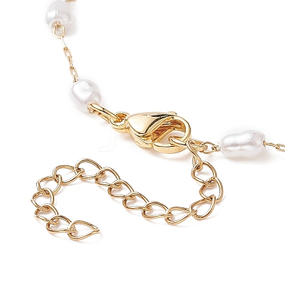 Glass Pearl Link Chain Bracelet BJEW-JB09238-1