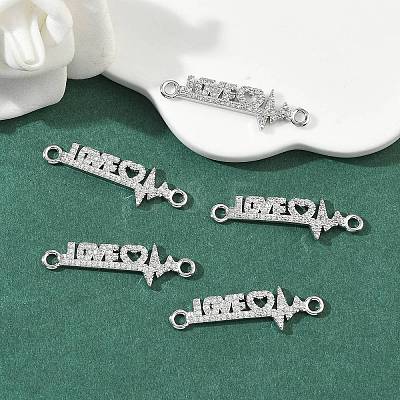 SHEGRACE Brass Micro Pave Clear Cubic Zirconia Connector Charms XGRQ3D373-494P-1