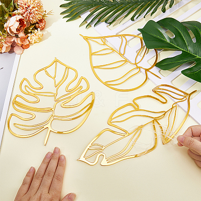 Leaf Acrylic Mirror Wall Stickers OACR-WH0032-06C-1