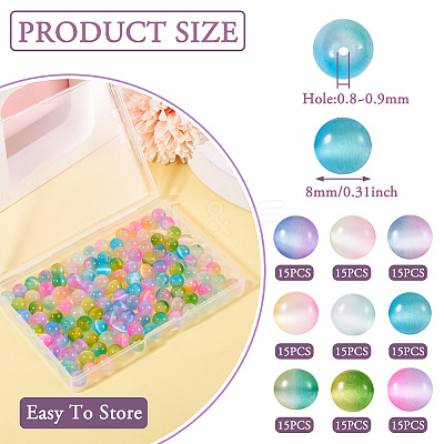 135Pcs 9 Colors Cat Eye Beads G-TA0002-48-1
