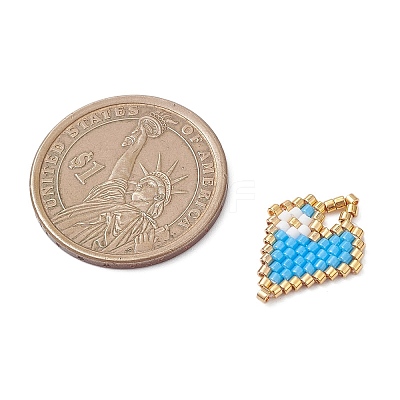 Beaded Heart Charms PALLOY-MZ01147-02-1