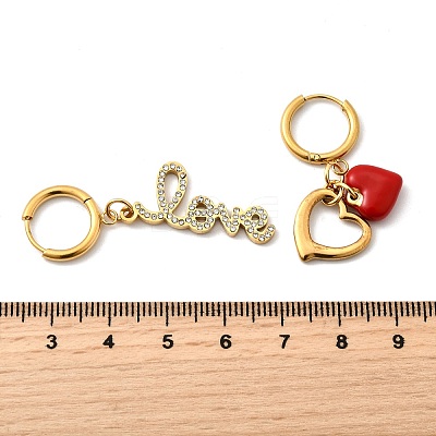 Heart & Word LOVE 304 Stainless Steel Micro Pave Clear Cubic Zirconia Hoop Earrings EJEW-B140-07G-1