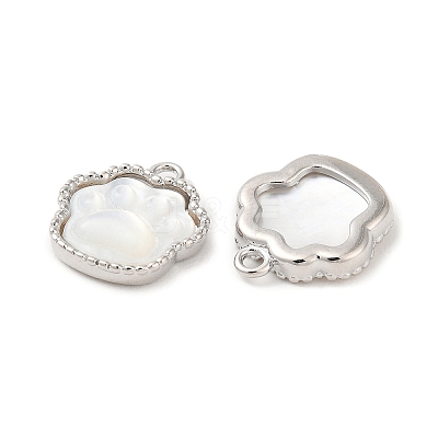 Natural White Shell Paw print Charms BSHE-Z003-10A-P-1
