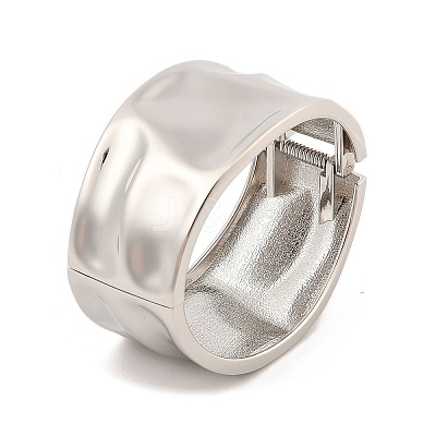 Non-Tarnish Vintage Hammered Alloy Wide Hinged Bangles for Women BJEW-L629-08P-1
