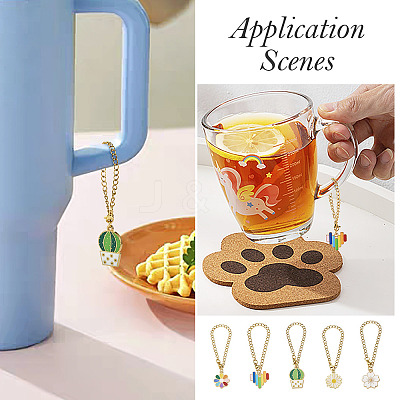 5Pcs 5 Styles Alloy Enamel Wine Glass Charms HJEW-TA0001-15-1