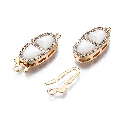 Brass Micro Pave Clear Cubic Zirconia Fishhook Clasps X-KK-Q278-001-NF-1