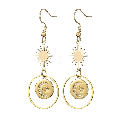 Celestial Brass & 304 Stainless Steel Dangle Earrings EJEW-JE07344-1