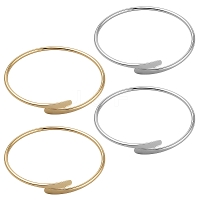 4Pcs 2 Colors Alloy Plain Bangles for Women BJEW-GO0001-04-1