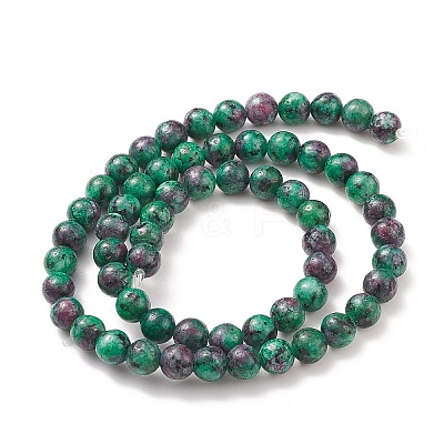 Round Dyed Natural Gemstone Bead Strands G-R345-8mm-15-1