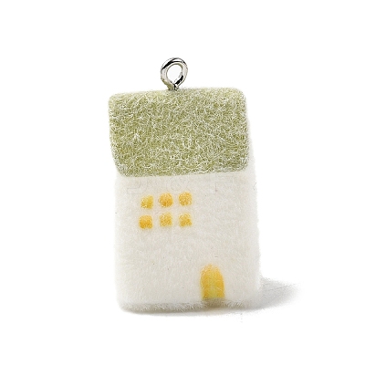 Flocky Opaque Resin Pendants LS-RESI-F062-02F-1