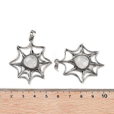 Natural Quartz Crystal Rock Crystal Spider Web Pendants G-Q163-09AS-05-1