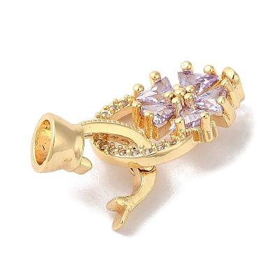 Brass Micro Pave Cubic Zirconia Fold Over Clasps KK-B098-07G-01-1