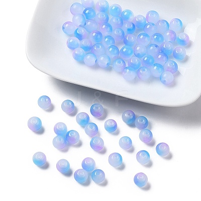 Baking Paint Imitation Jade Glass Round Bead Strands DGLA-YW0001-19A-1