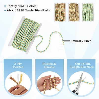 60M 3 Colors 3-Ply Twisted Macrame Polyester Cord OCOR-TA0003-48A-1