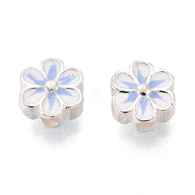 925 Sterling Silver Enamel Beads STER-T008-35B-1
