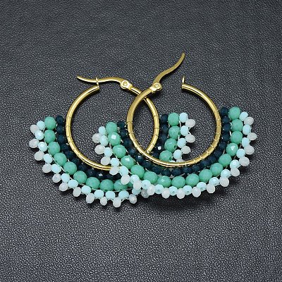 304 Stainless Steel Hoop Earrings EJEW-O090-I20-1
