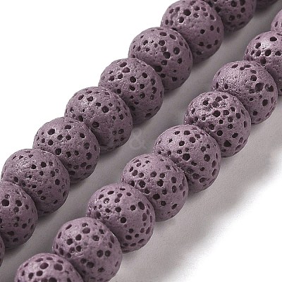 Natural Lava Rock Dyed Beads Strands G-Z036-B01-M-1