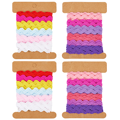 4 Cards 2 Styles Polyester Wavy Fringe Trim Ribbon DIY-GF0009-48F-1