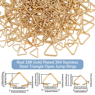 300Pcs 3 Styles Triangle 304 Stainless Steel Rings STAS-BBC0007-51-1