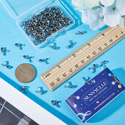 100Pcs 304 Stainless Steel Ice Pick Pinch Bails STAS-SC0005-60-1