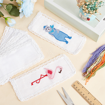 Polyester Lace Aida Cloth Bookmarks for Cross Stitch Making AJEW-WH0248-374-1