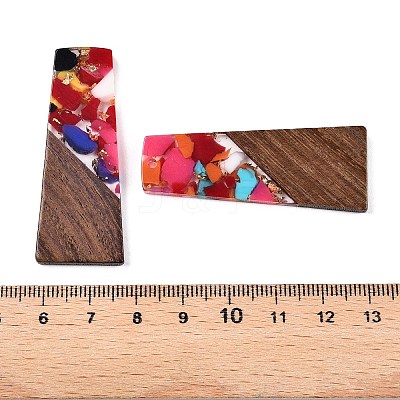 Opaque Resin & Walnut Wood Pendants RESI-T058-04H-1
