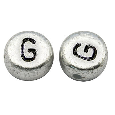 Silver Color Plated Acrylic Horizontal Hole Letter Beads X-MACR-PB43C9070-G-1