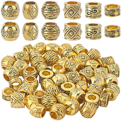 60Pcs 6 Styles Tibetan Style Alloy European Beads FIND-SC0019-84-1