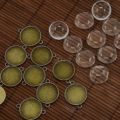 20mm Clear Domed Glass Cabochon Cover for Flat Round DIY Alloy Photo Connector Making DIY-X0107-AB-FF-1