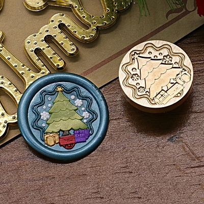 Christmas Series Wax Seal Brass Stamp Head AJEW-M037-01G-07-1