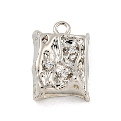Brass Micro Pave Clear Cubic Zirconia Pendants KK-O008-01D-P-1