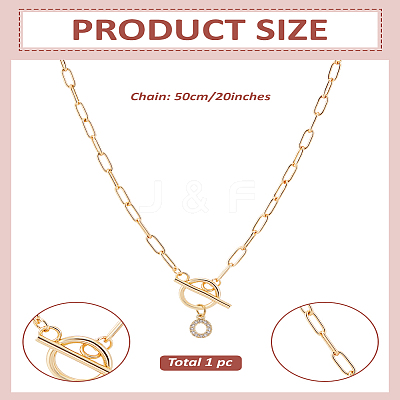 1Pc 304 Stainless Steel Chain & Brass Micro Pave Cubic Zirconia Letter Pendant Necklaces NJEW-LP0001-36O-G-1