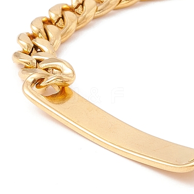 Ion Plating(IP) 304 Stainless Steel Curb Chain with Bar Link Bracelet for Men Women BJEW-F428-01A-G-1