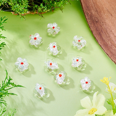 10Pcs Transparent Handmade Bumpy Lampwork Beads LAMP-TADJ0001-48F-1