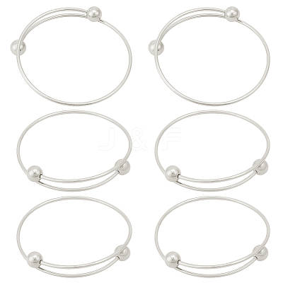 6Pcs Adjustable 304 Stainless Steel Wire Cuff Bangle Making MAK-BBC0001-24A-P-1