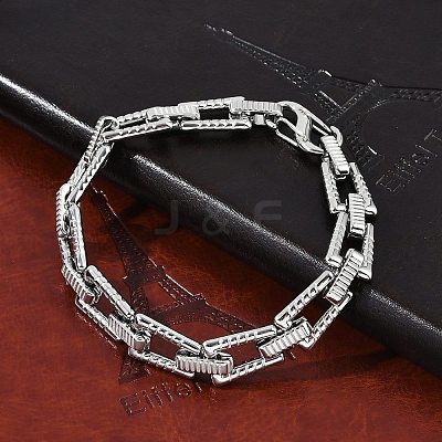 304 Stainless Steel Trapezoid Link Chain Bracelets for Women Men BJEW-F488-46P-1