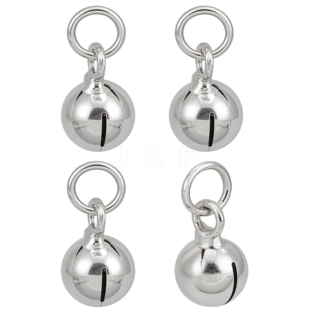 4Pcs 925 Sterling Silver Plain Bell Charms FIND-BC0014-30A-1